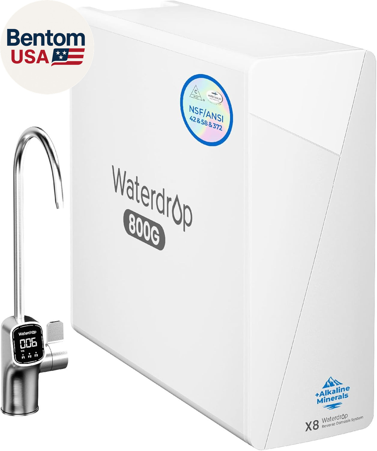 X8-WAN Alkaline Mineral Tankless Reverse Osmosis System, NSF/ANSI 42&58&372 Cert