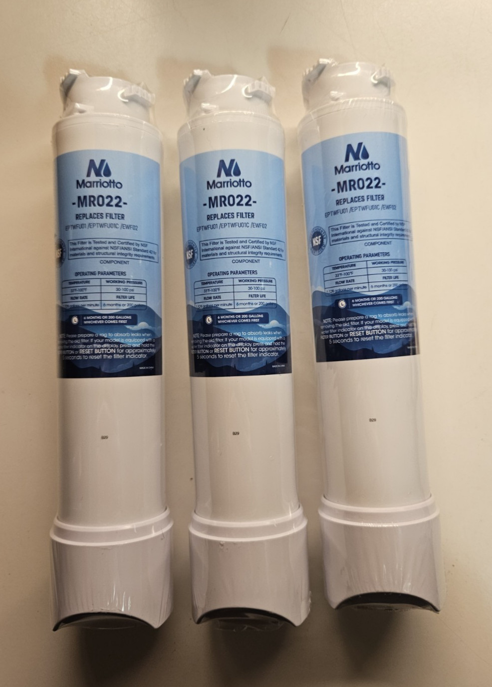 Marriotto MR022 Replacement Water Filter – Lot of 3