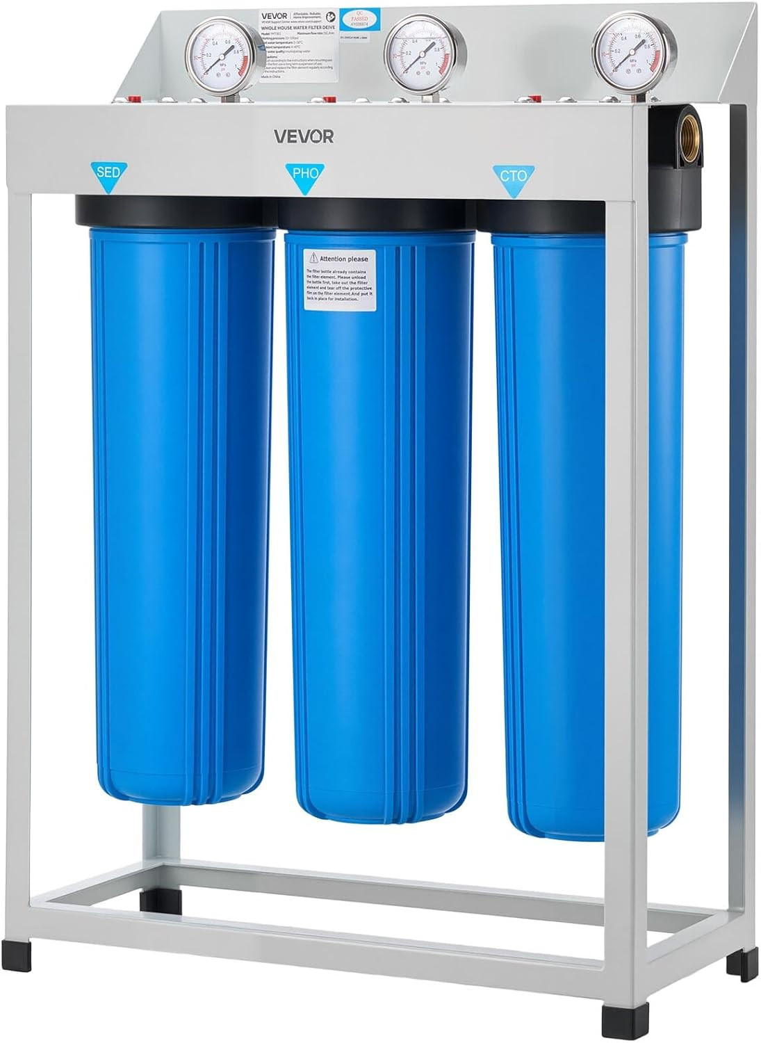 3-Stage Whole House Water Filter System – Reduces Chlorine, Odor & Rust