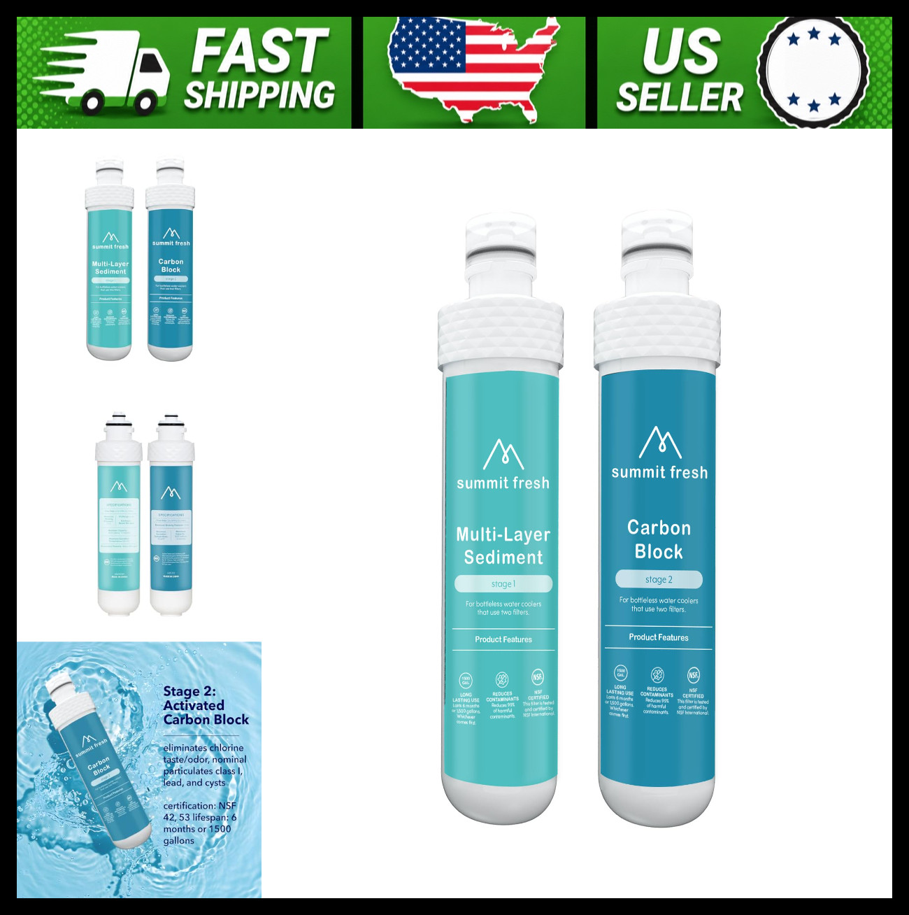 Avalon Bottleless Water Cooler Replacement Filter Set NSF Certified