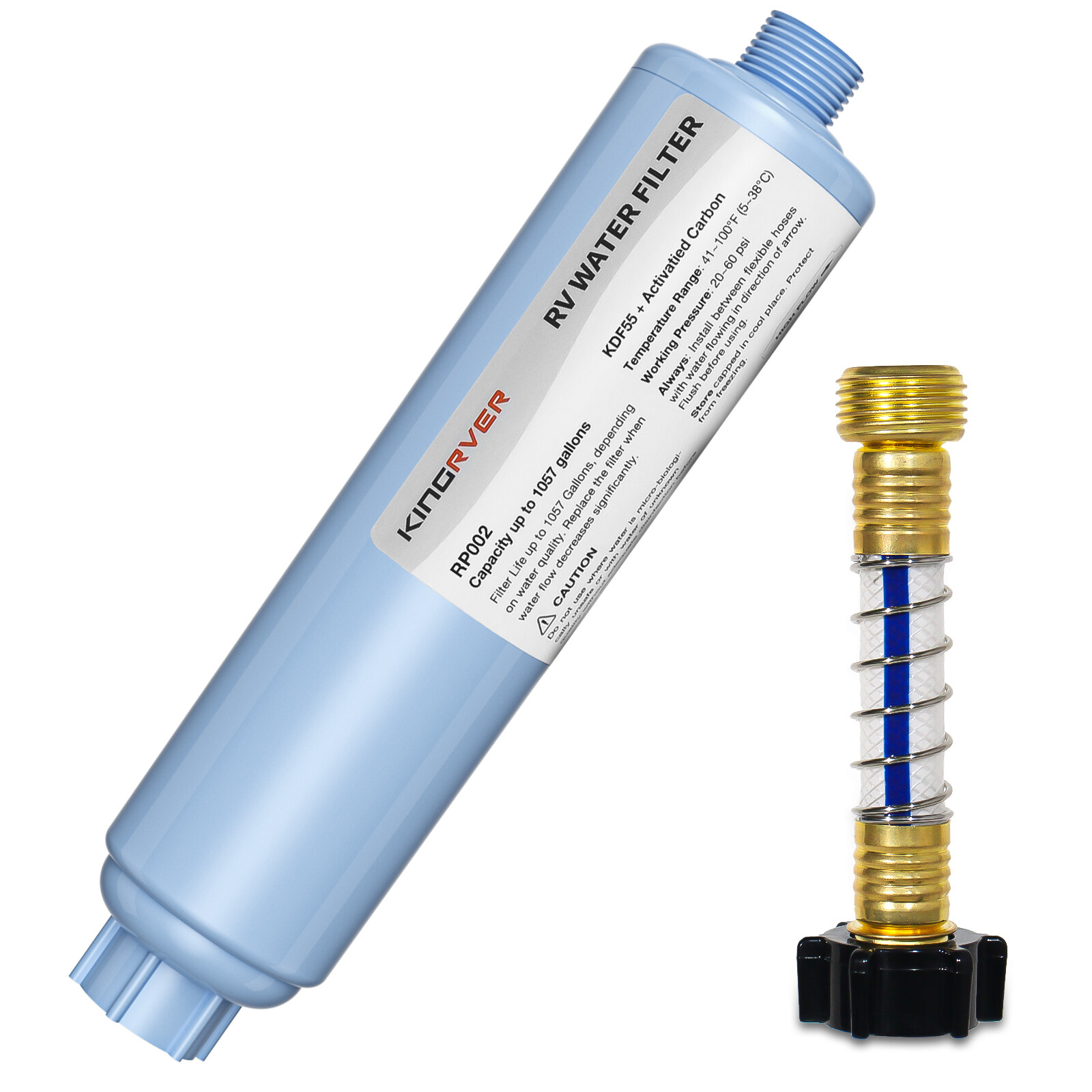 3/4 GHT Camper RV Water Filter Hose Protector Reduces Chlorine Sediment KingRVer