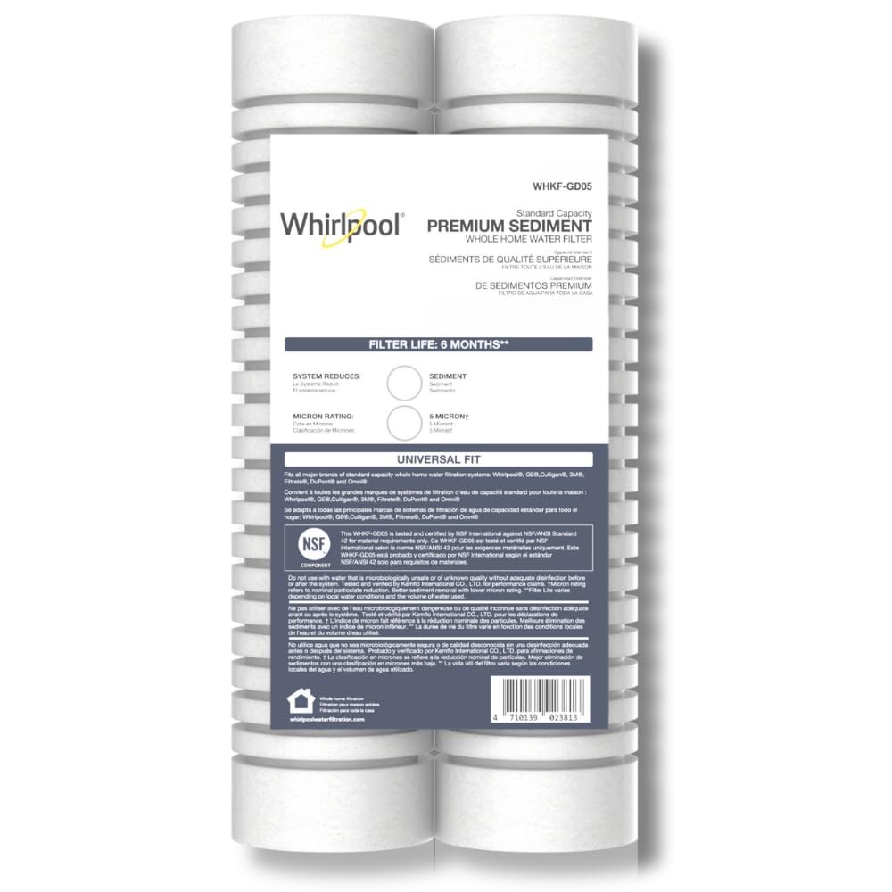 Whirlpool 10″ x 2.5″ Whole Home Standard Capacity Sediment Filters WHKF-GD05