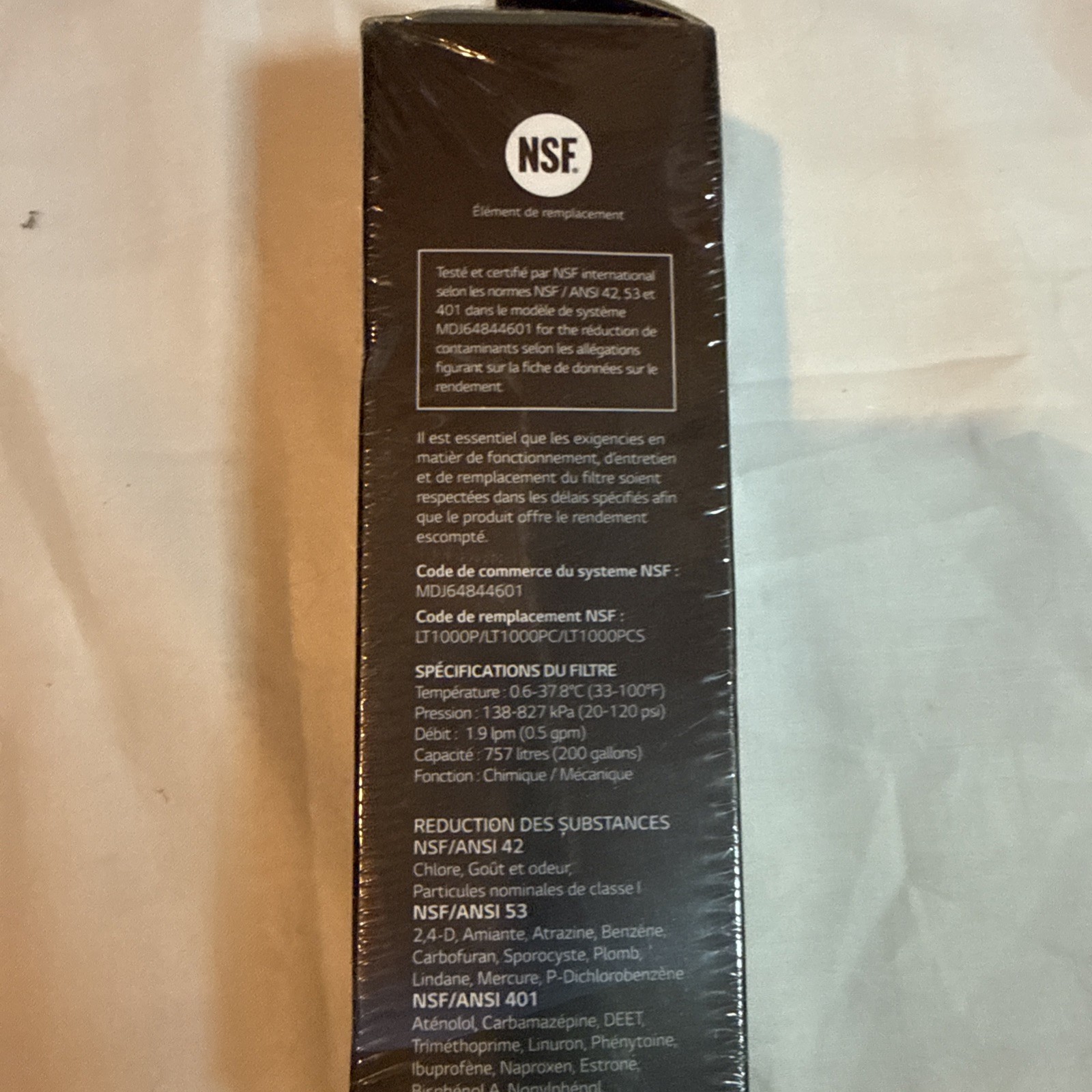 New Genuine LG Water Filter Replacement Cartridge ADQ747935 LT1000P/PC/PCS