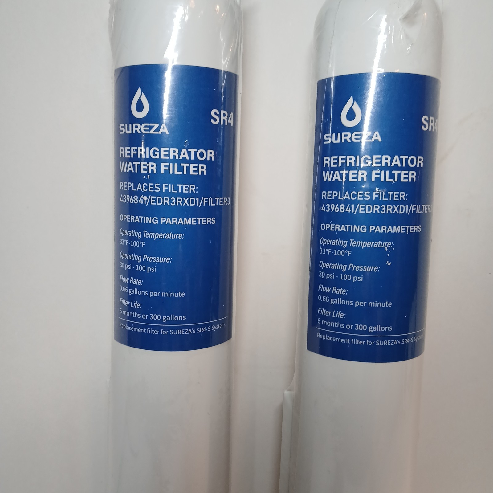 2 Sureza SR4 Replacements for 4396841/EDR3RXD1 Refrigerator Filter | SEALED/NEW!
