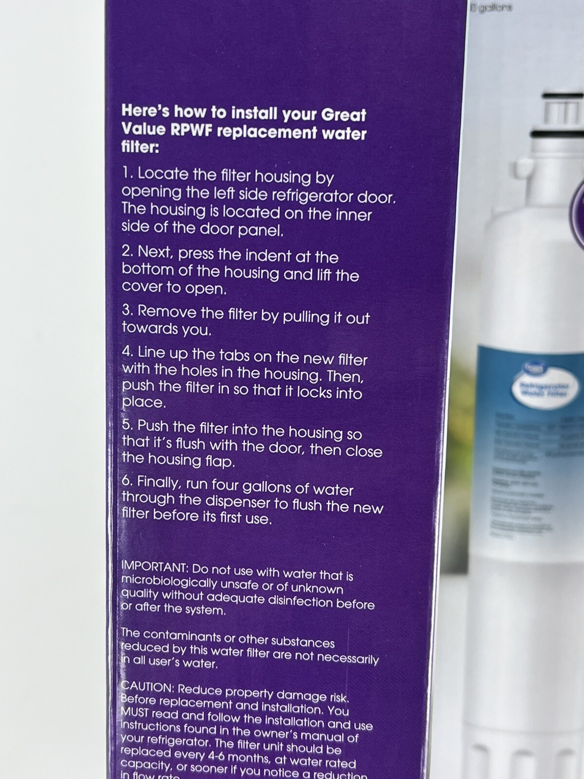 (4) Great Value Refrigerator Water Filter Replaces GE Model RPWF 6months 300 gal