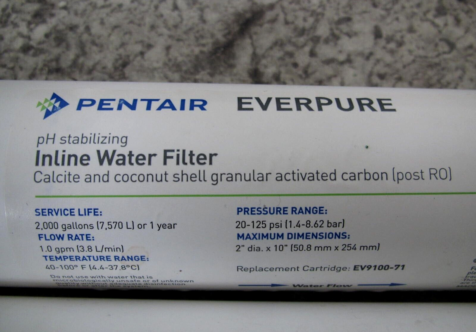 2 x New Pentair Everpure IN-10 CC 10″ Inline Calcite / Carbon Water Filter Lot