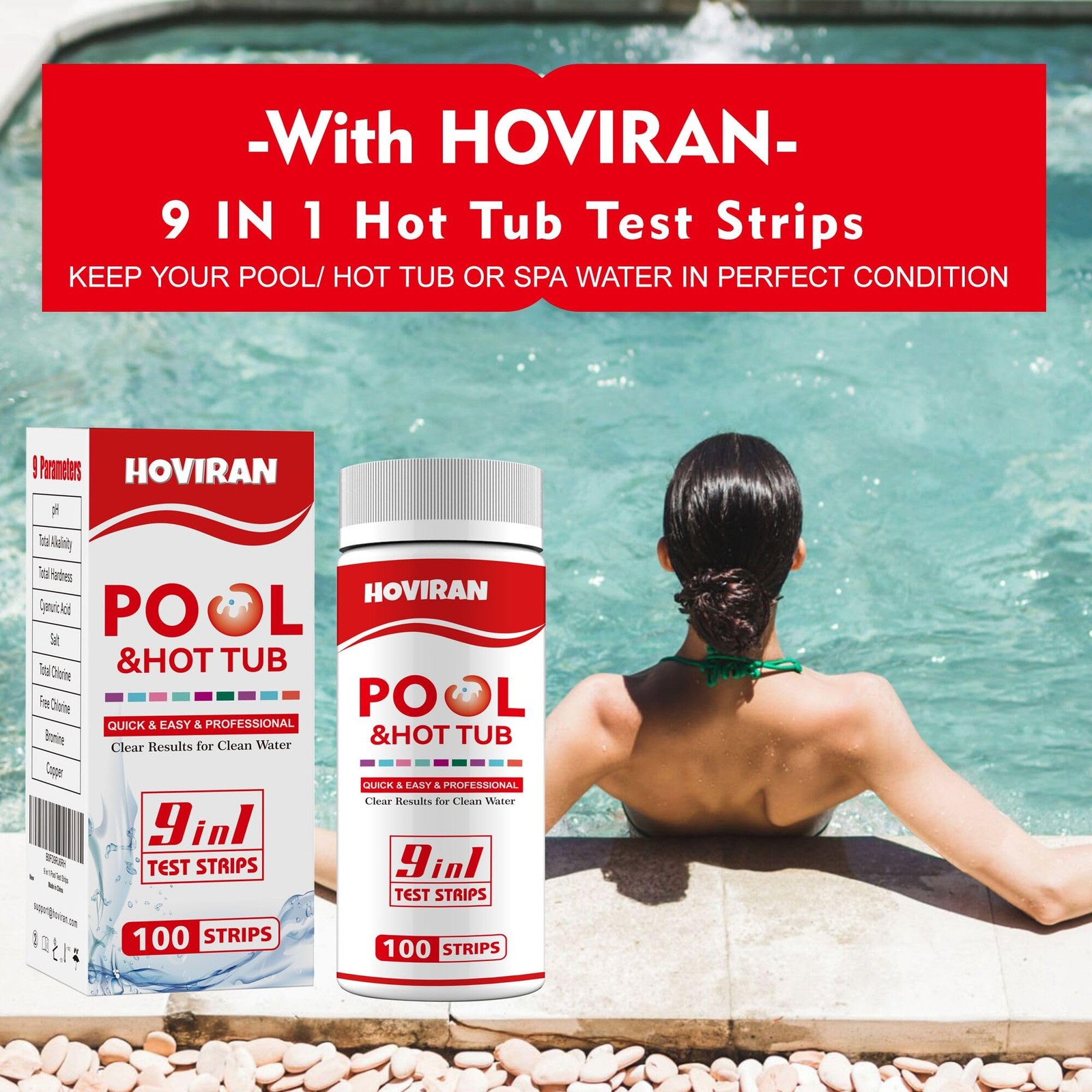 Pool Salt Test Strips, Hot Tub Strips 9 in 9 1 pool test strips 125ct