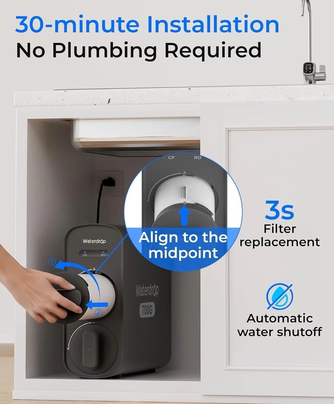 Waterdrop G5P700 Reverse Osmosis Water Filter, NSF/ANSI 372 Certified, 700GPD
