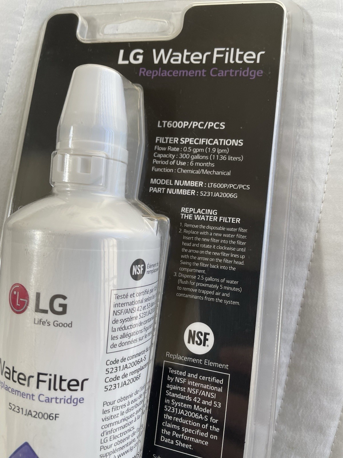 LG Refrigerator Water Filter – White LT600P