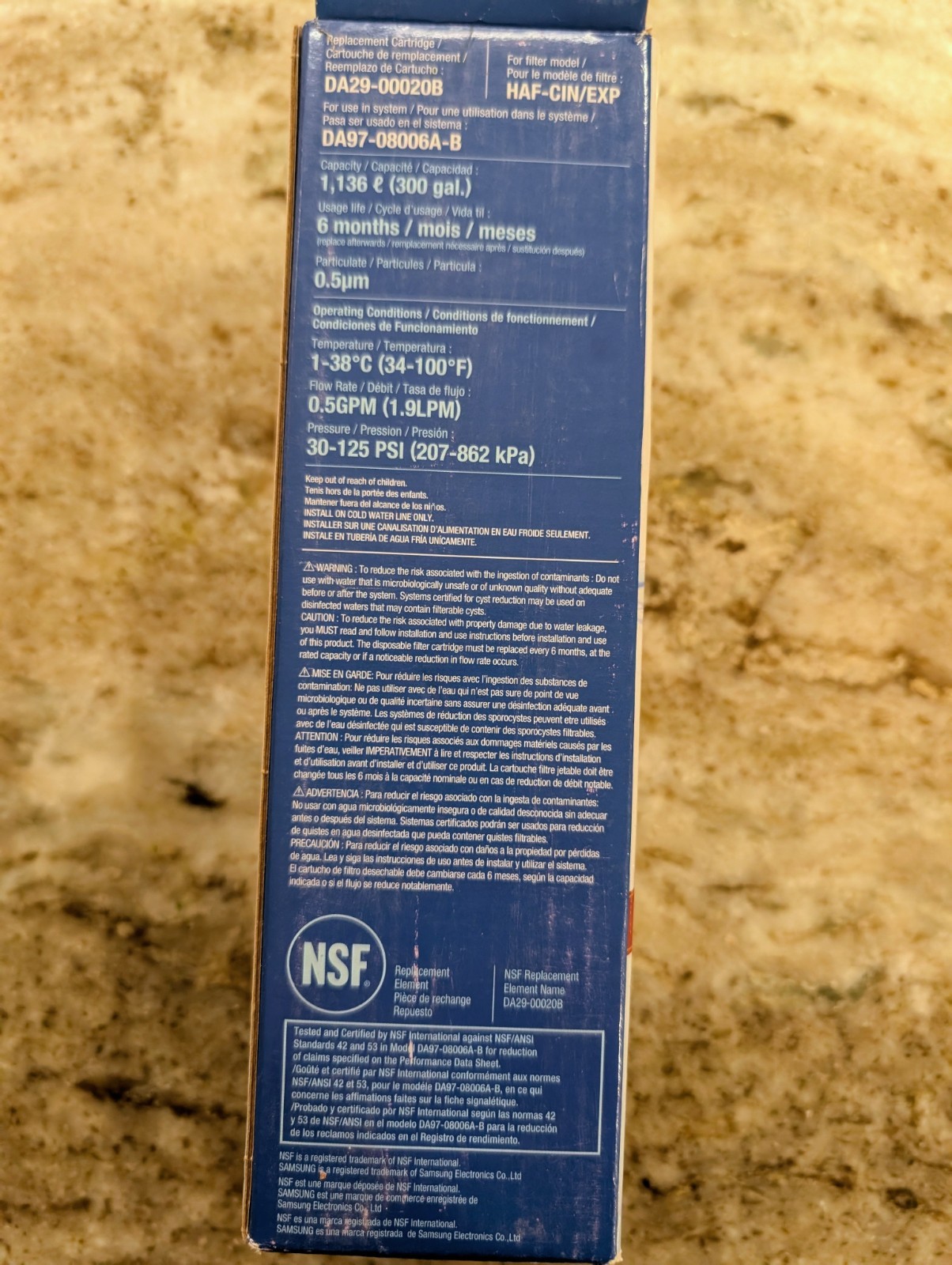 GENUINE SAMSUNG MODEL HAF-CIN/EXP / CART DA29-00020B – REFRIGERATOR WATER FILTER