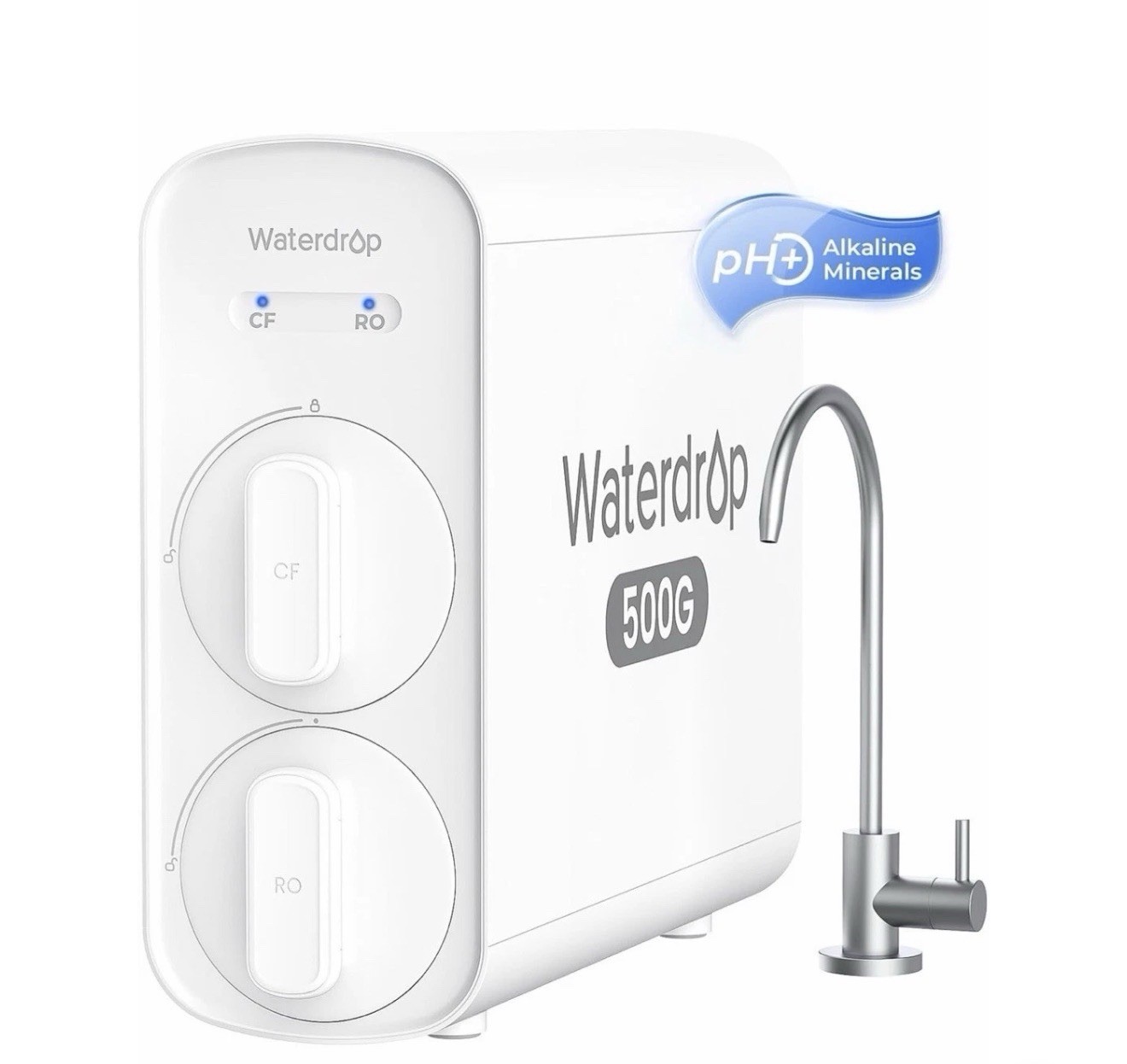 Waterdrop G5P500A Alkaline Mineral pH+ Reverse Osmosis Water Filter, Reduces TDS