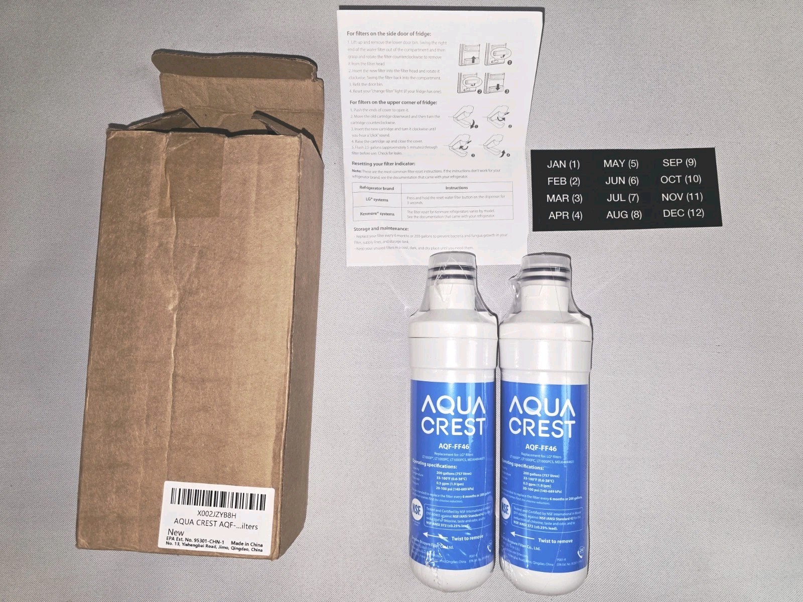 2 Aqua Crest AQF-FF46 Water Filter for LG LT1000P LT1000PC LT1000PCS MDJ64844601