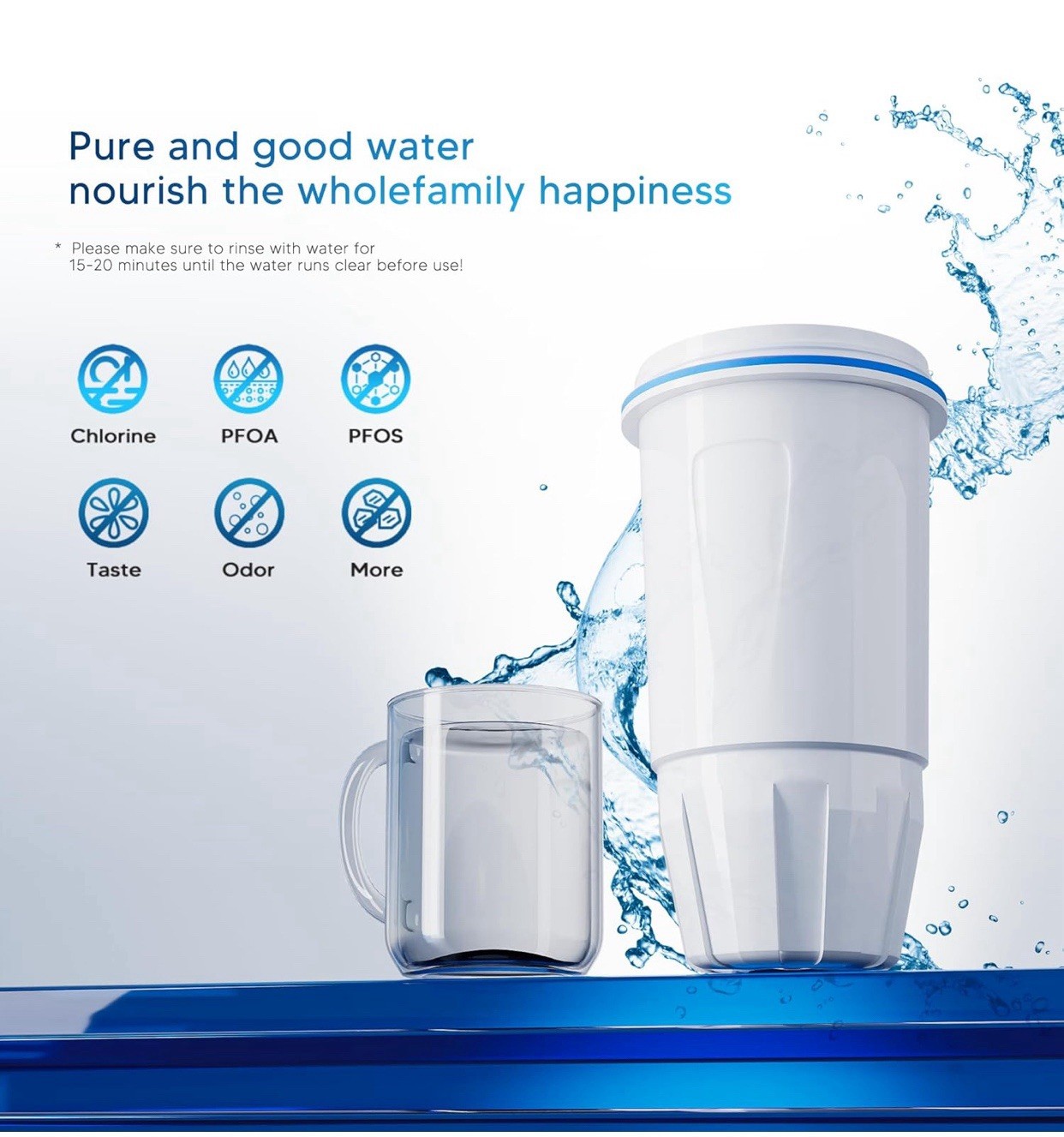 Water Filter Replacement 4 Pack Fit for Zero Pitcher and Dispenser ZR-001 ZR-017