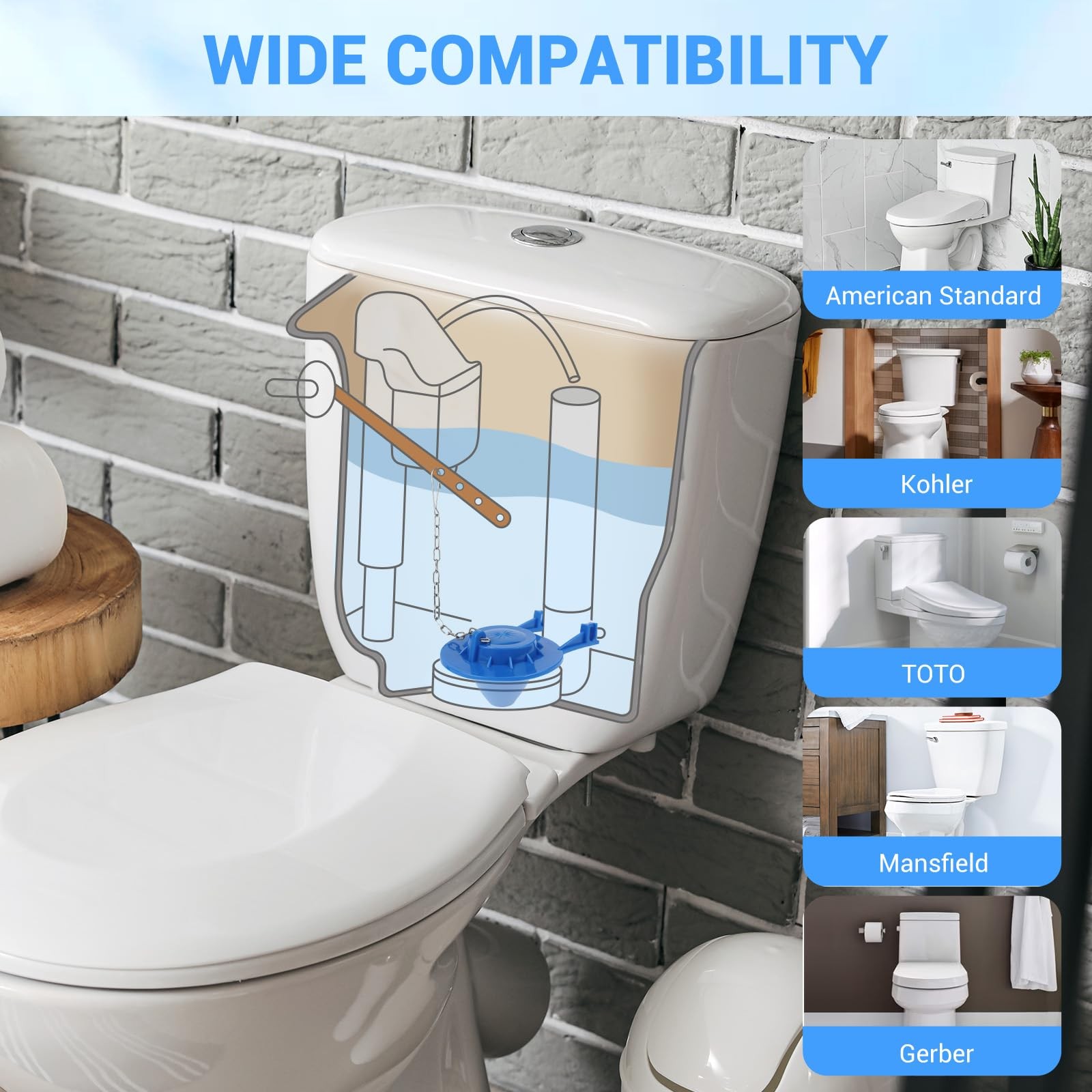 Universal Toilet Flapper Replacement 2 Inch – Compatible with Most American S…