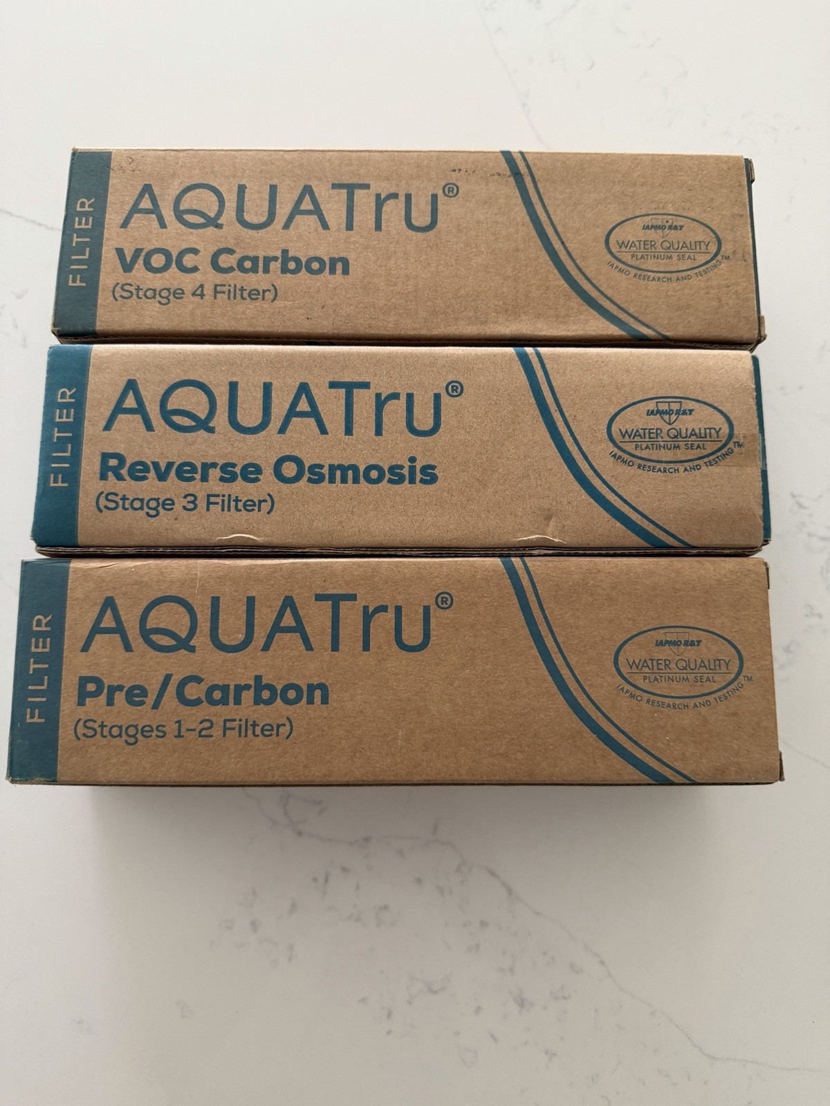 AquaTru Stage 1-4 Filter Set Of 3 Pre/Carbon Reverse Osmosis VOC Carbon