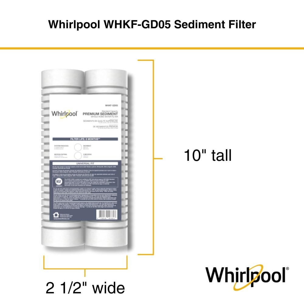 Whirlpool 10″ x 2.5″ Whole Home Standard Capacity Sediment Filters WHKF-GD05