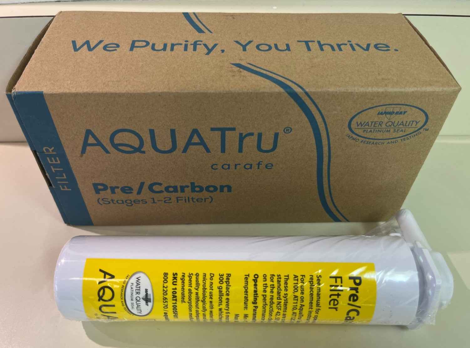 Open Box – AquaTru Carafe Pre/Carbon Stages 1-2 Sealed Filter, SKU 10AT100SF01