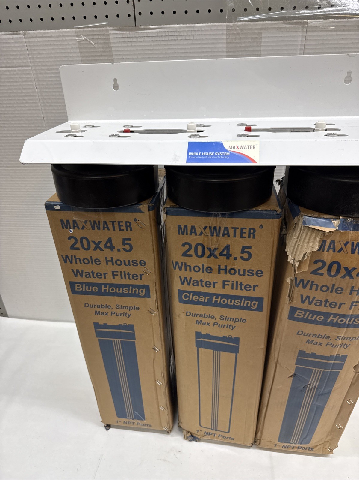3 Stage 20″ x 4.5″ Big Blue Whole House Max Water Filter System 1″ 2 Gauges