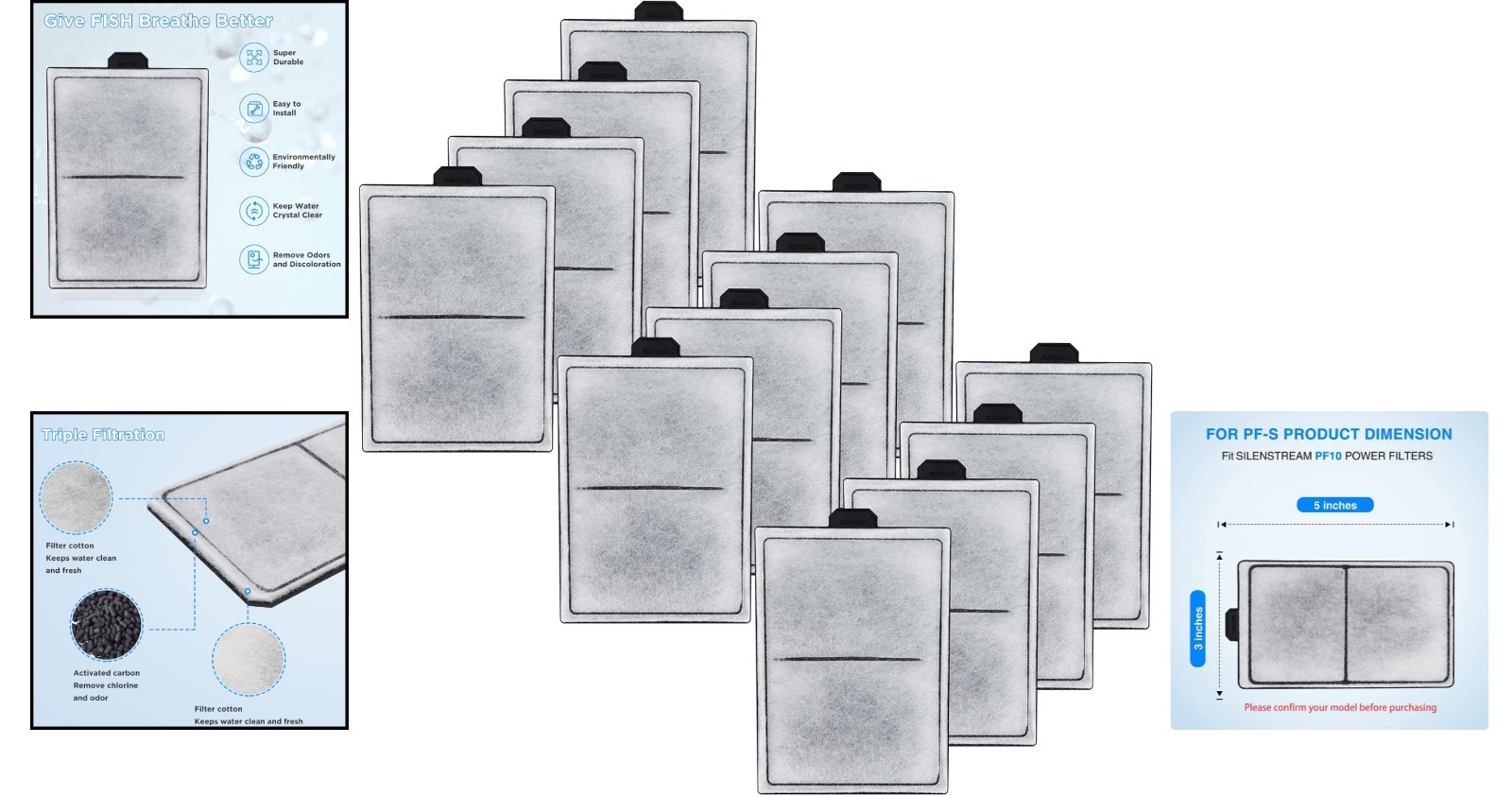 PF10 Compatible 12 Pack Filter Cartridges – Superior 3-Layer Filtration
