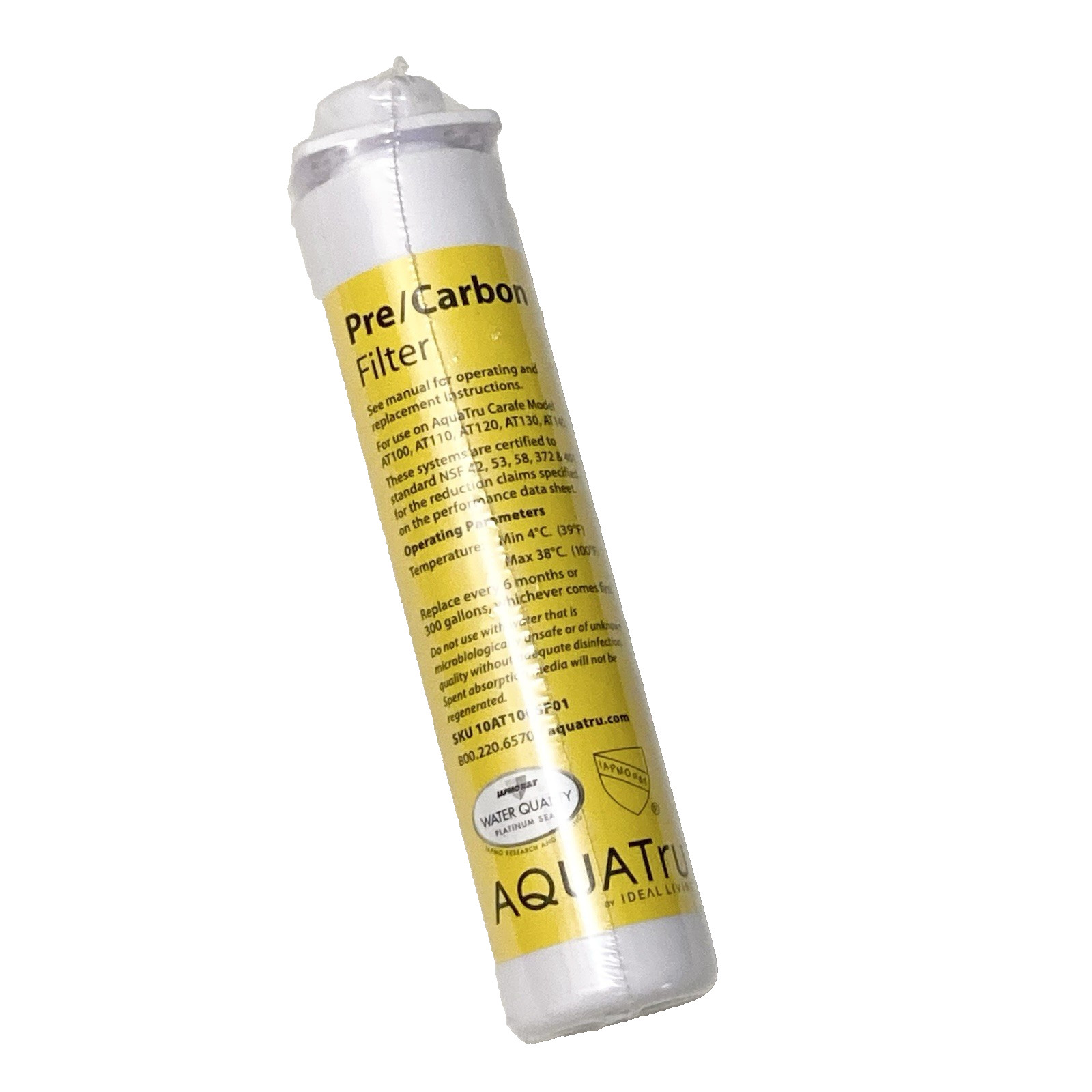 Genuine Sealed AquaTru Carafe AT100 2 Stage Pre/Carbon Filter Yellow