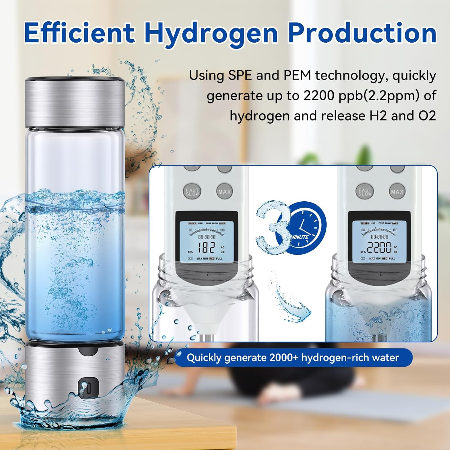 2025 Upgrade Hydrogen Water Bottle Generator, 2 in 1 Hydroh Hydrogen Water Bottl