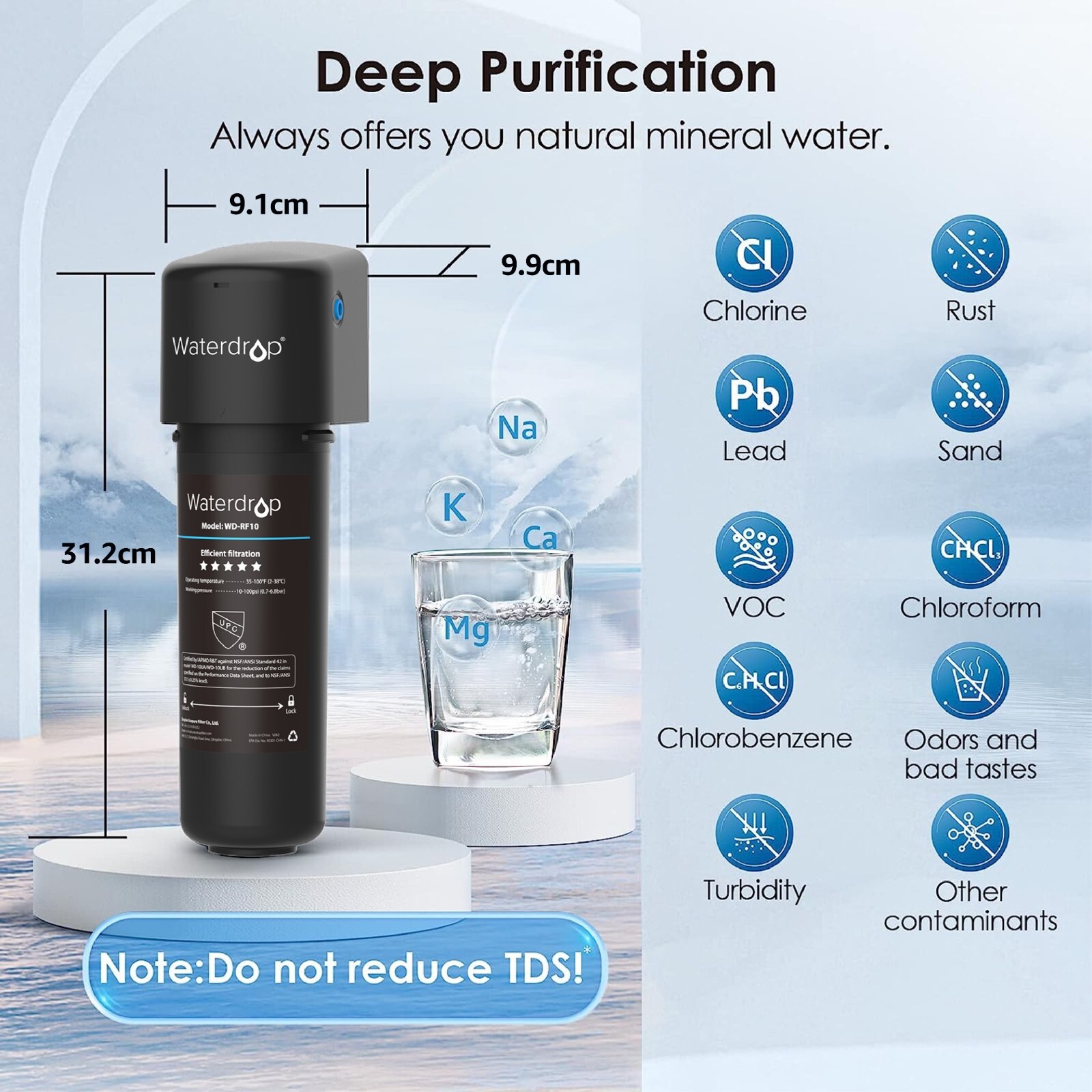 Waterdrop 10UA Under Sink Water Filter System AND WD-RF10 Water Filter,8000 GAL
