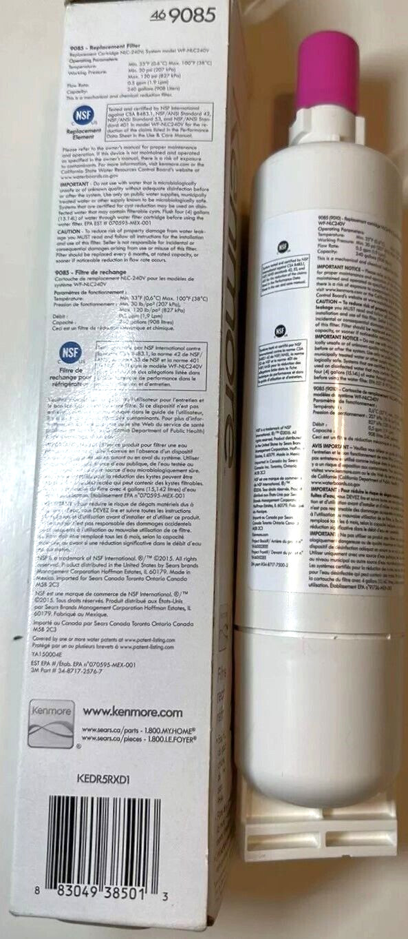 1 PACK Kenmore 9085 46-9085 Replacement Refrigerator Water Filter Fit 9085 USA