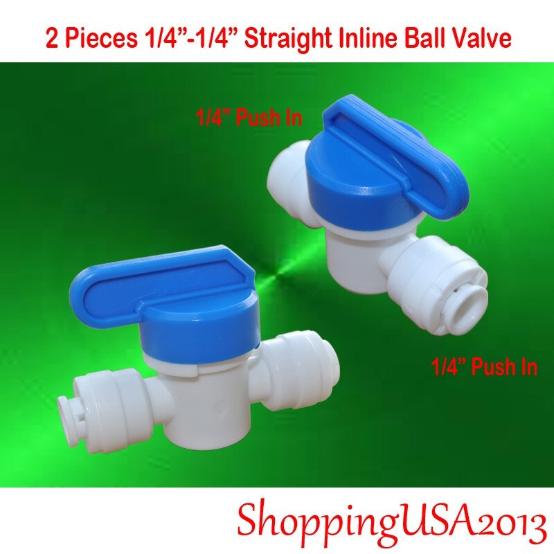 2 Pcs 1/4″-1/4 Inline Straight Ball Valve Push In Quick Connect RO System