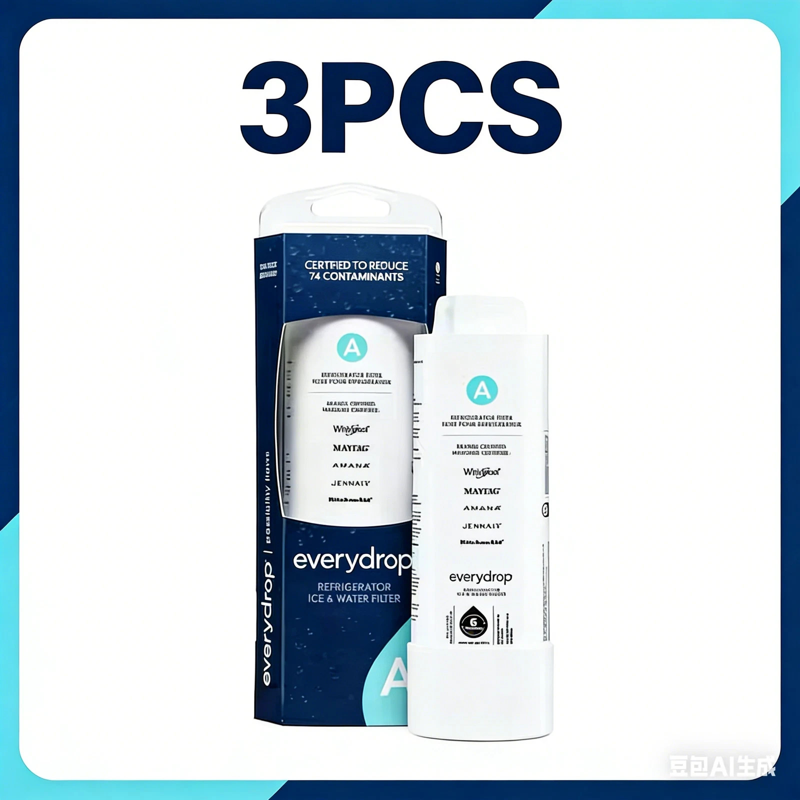 New ✅ 3PCS EDRARXD1 Ice & Water Refrigerator Filter | Compatible Replacement