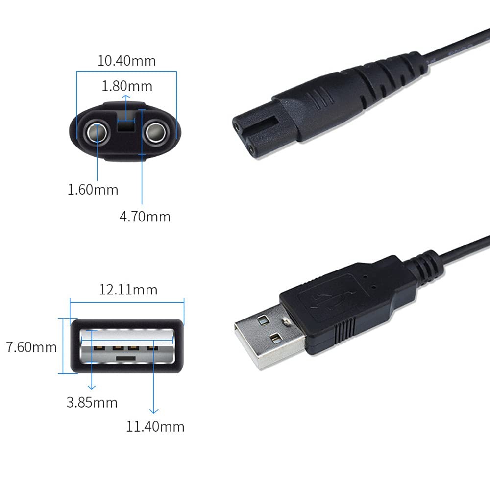 USB Charging Cable for Water Flosser, Portable Cordless Small, Black 1 Pcs