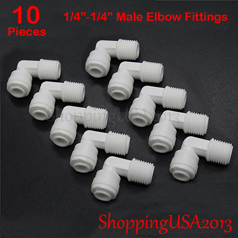 10 Pcs 1/4″-1/4″ Male Elbow Fitting Connector Connection Water Filters/RO system