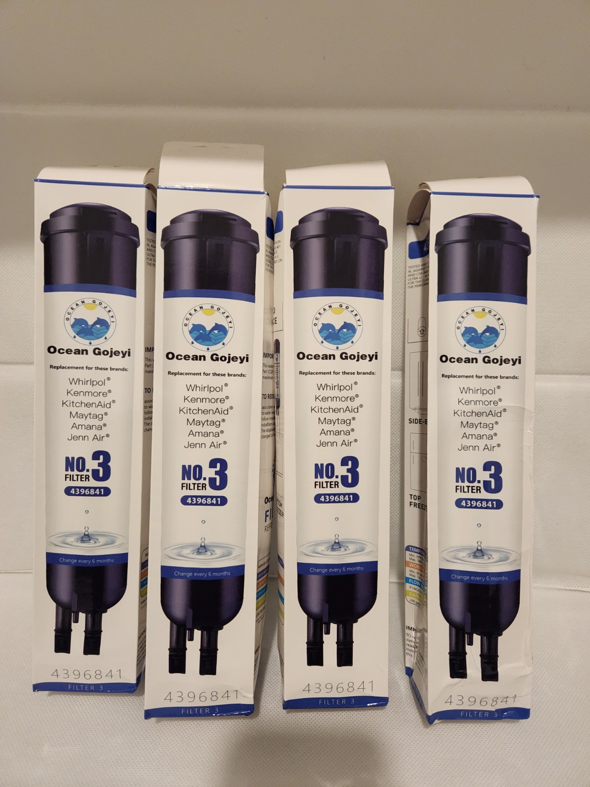 4x New Sealed Replacement Refrigerator Filter Model GP003 4396841 – Damaged Box