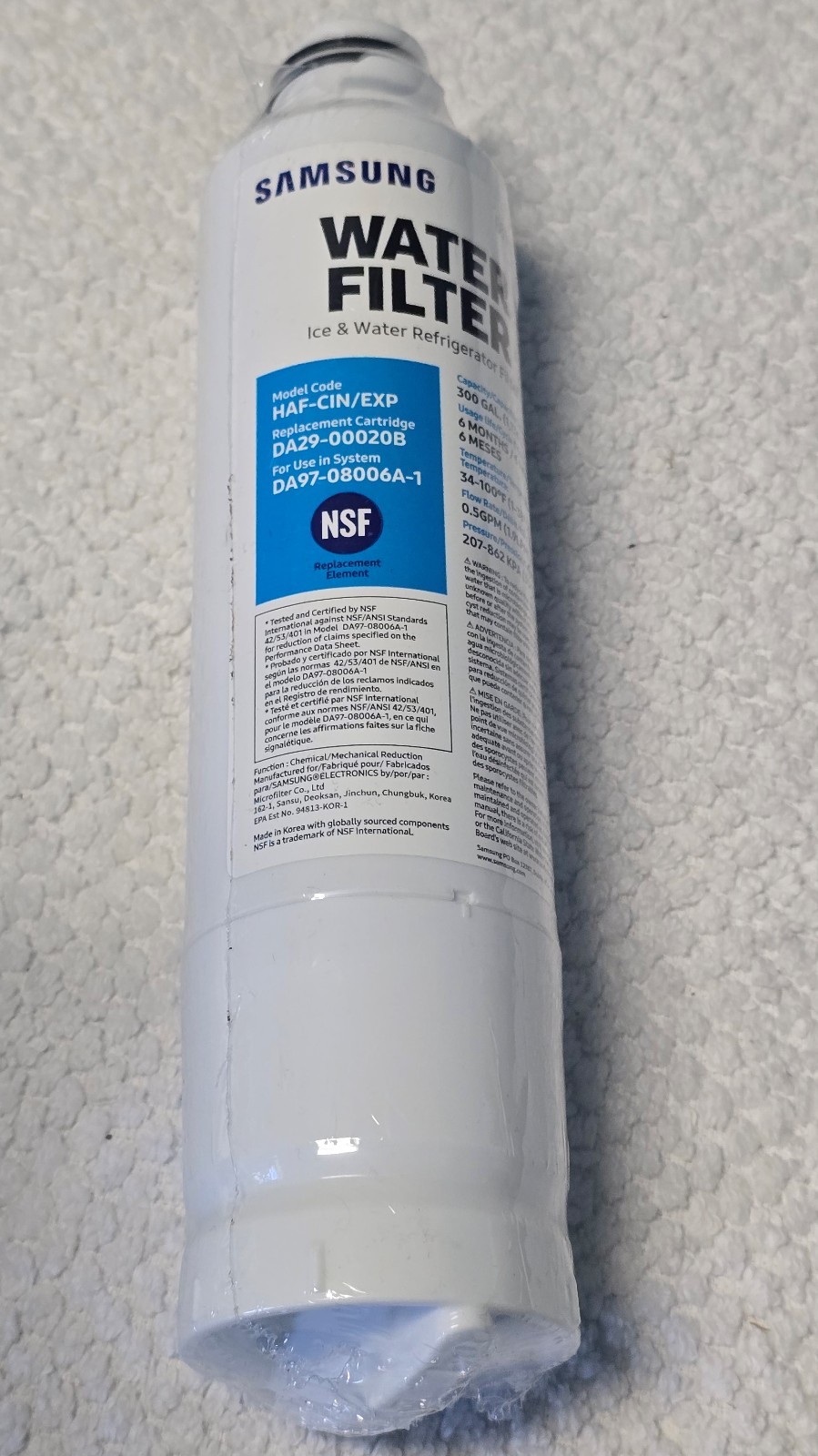 Samsung DA29-00020B HAF-CIN/EXP Refrigerator Water Filter DA97-08006A-1 Genuine