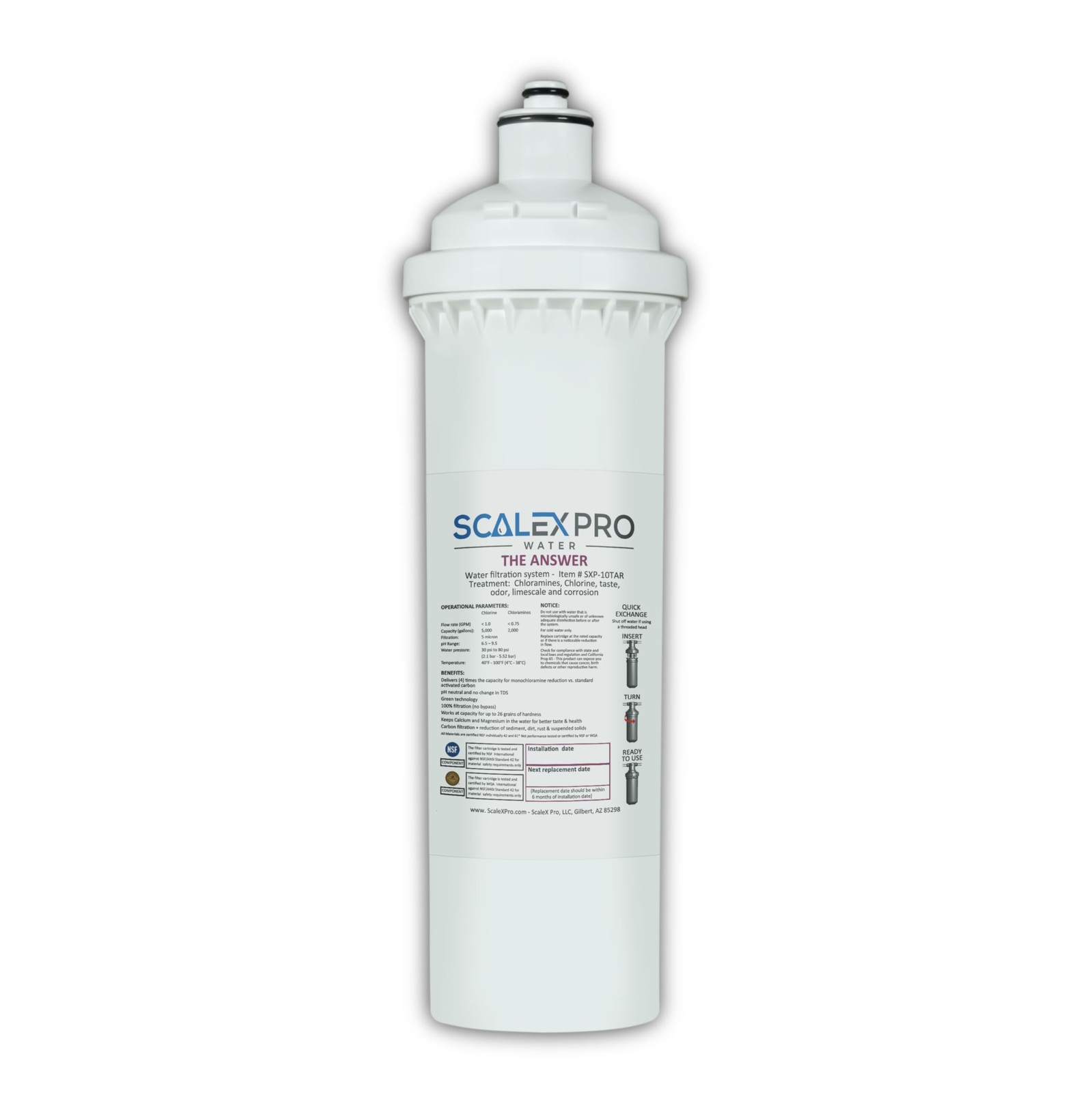 The Answer 10in Hard Water Scale Prevention Filter – Salt-Free NAC Technology…