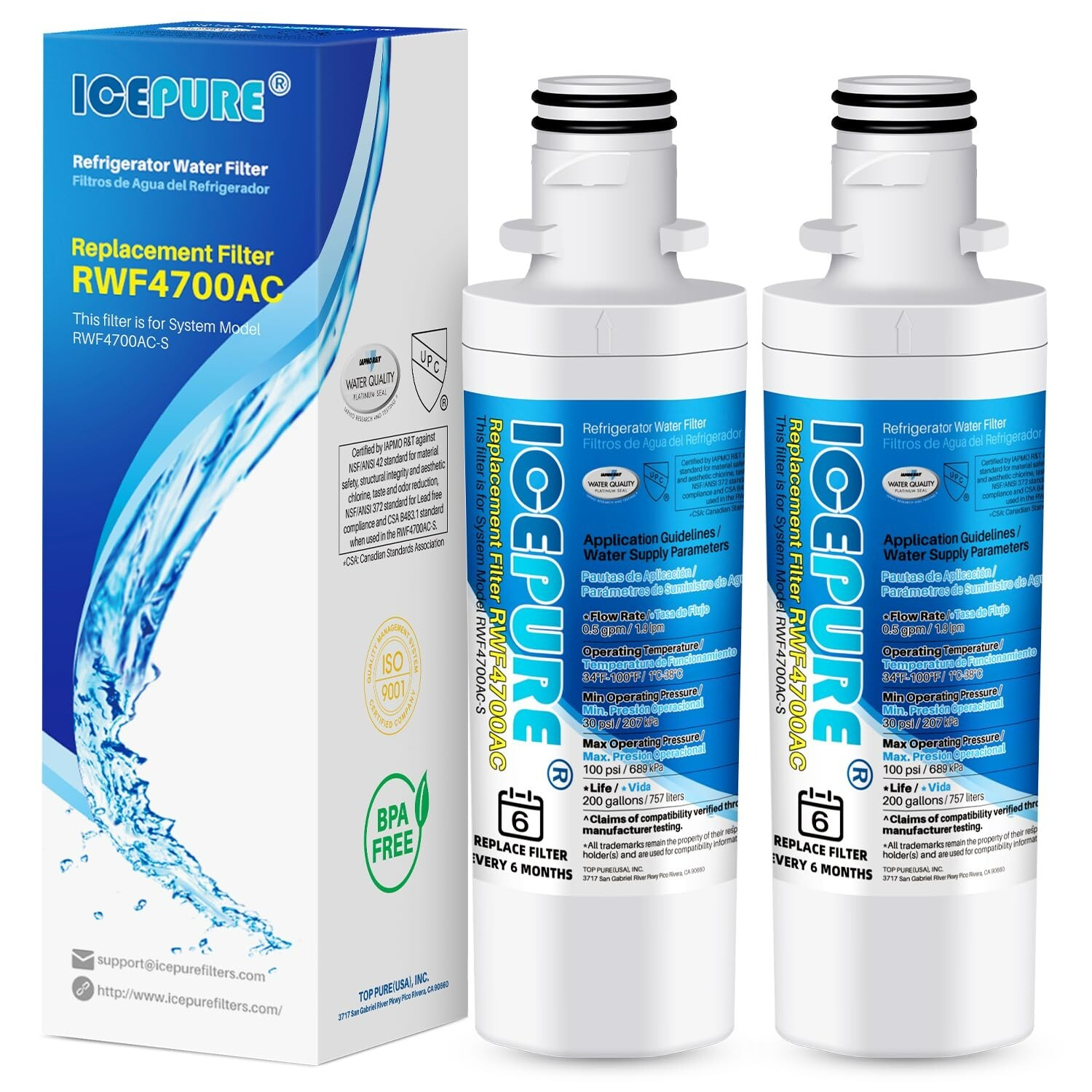 2PACK Fit For LG LT1000 lfxs26973d LMXS28626S LMXC23796S Water Filter Cartridge