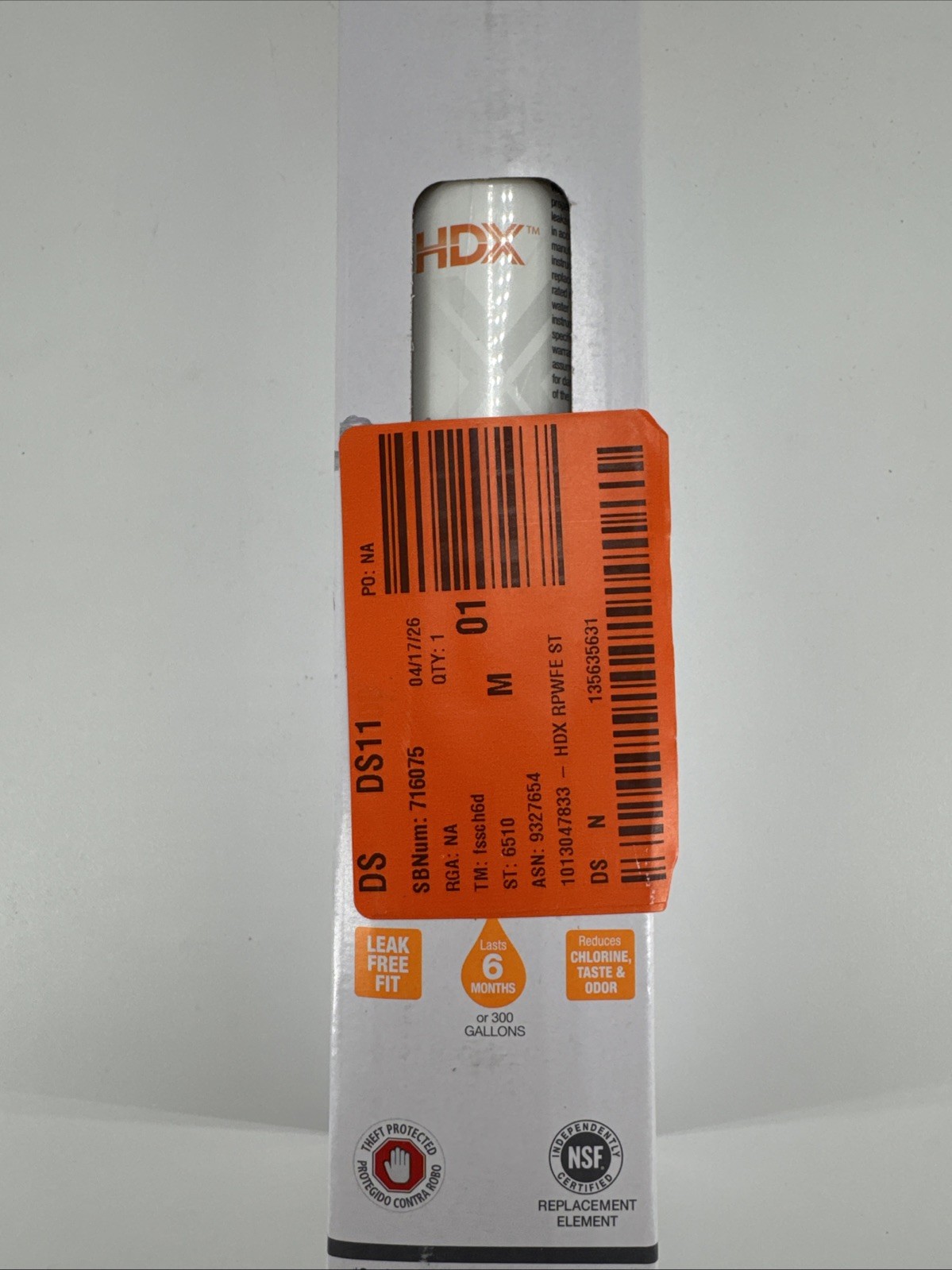 HDX EQG-2-S Refrigerator Water Filter for GE Model RPWFE Fast Shipping.