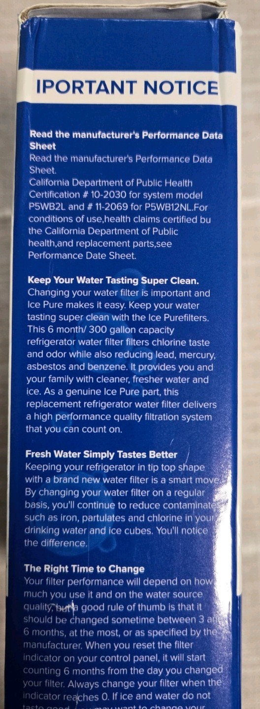 Refrigerator Water Filters Replacement 3 Pack 300 Gallon Pahold Brand New