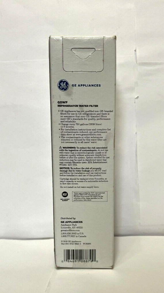 New GE Appliances Replacement Refrigerator Water Filter GSWF Open Box