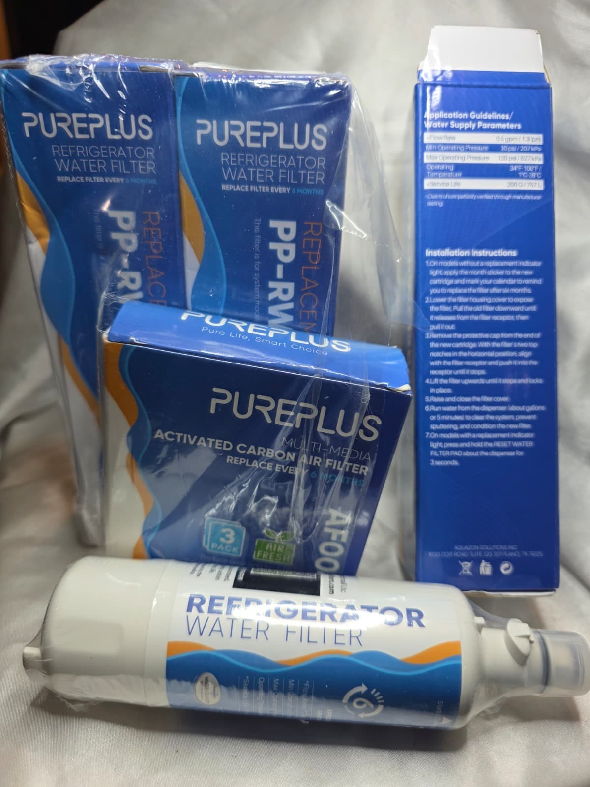 PurePlus Refrigerator Water Filter PP-RWF1200A & Air Filter – COMBO PACK G4