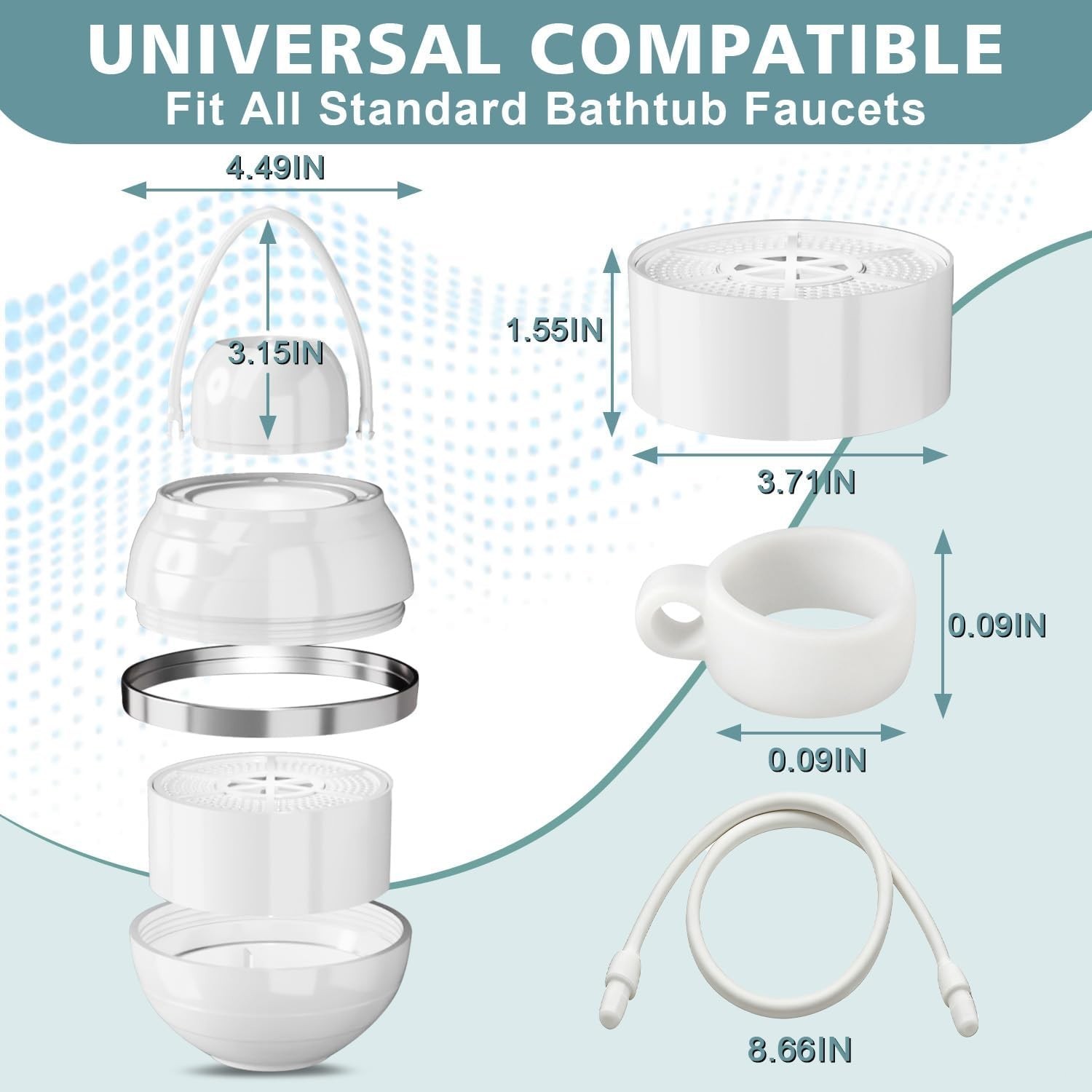 Bathtub Water Filter for Softer Skin & Hair, 8 Stages 2,500 Gal of Filtration