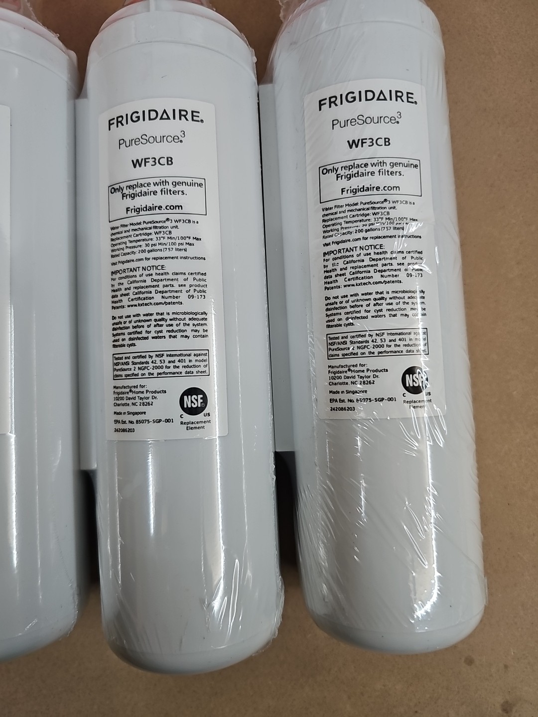 NEW LOT OF 4 OEM Frigidaire WF3CB Pure Source 3 Water & Ice Refrigerator Filter