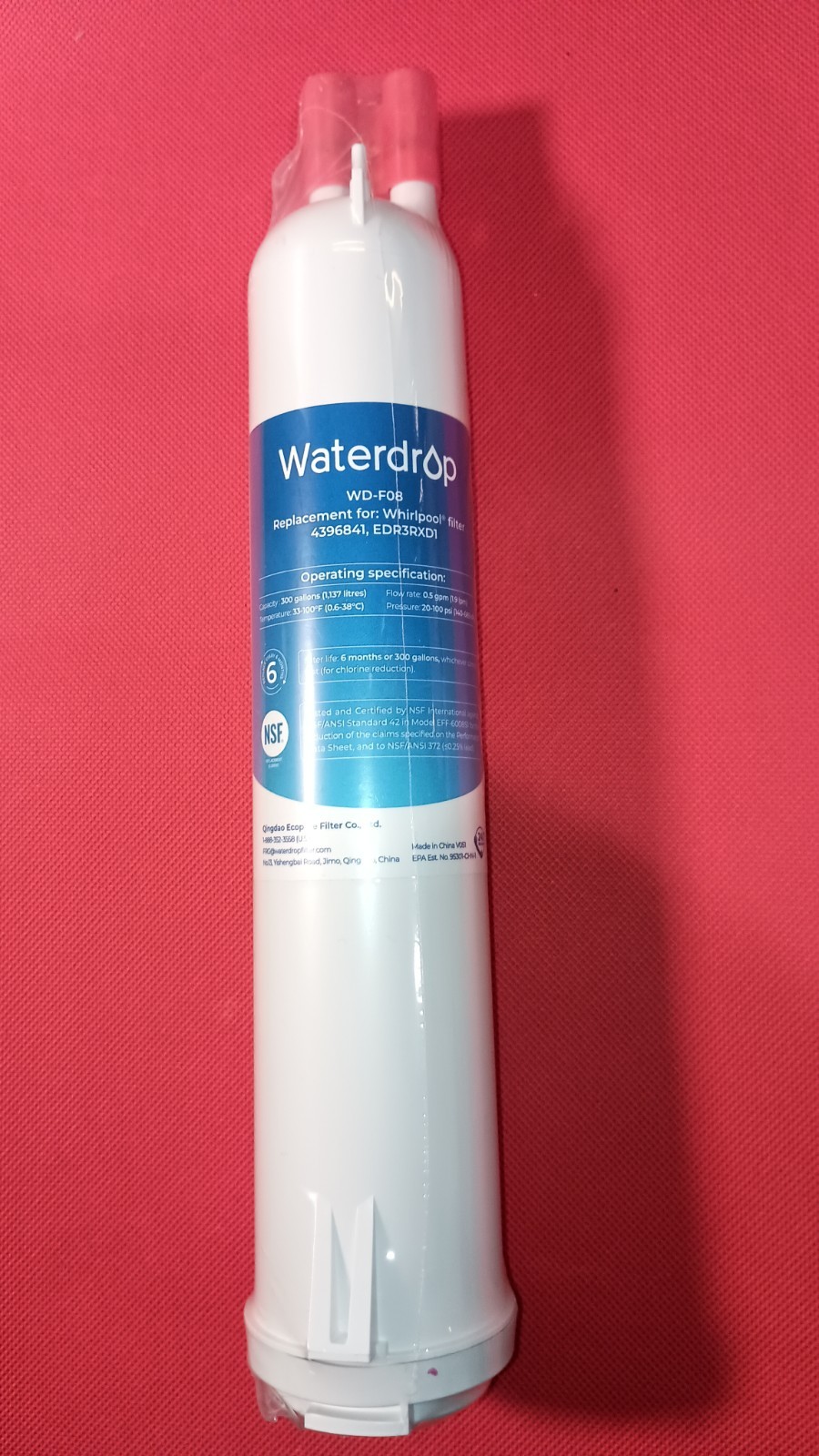Two WaterDrop WD-F08 Replacement Refrigerator Water Filters Brand New (Sealed)
