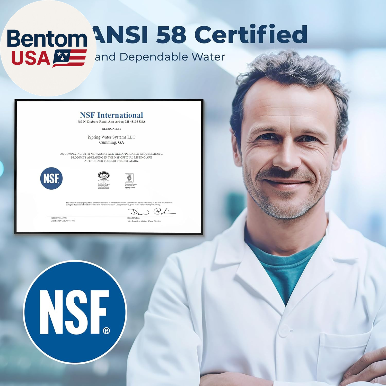 RO500AK-BN Reverse Osmosis Water Filter, NSF 58 Certified, 500 GPD Tankless unde