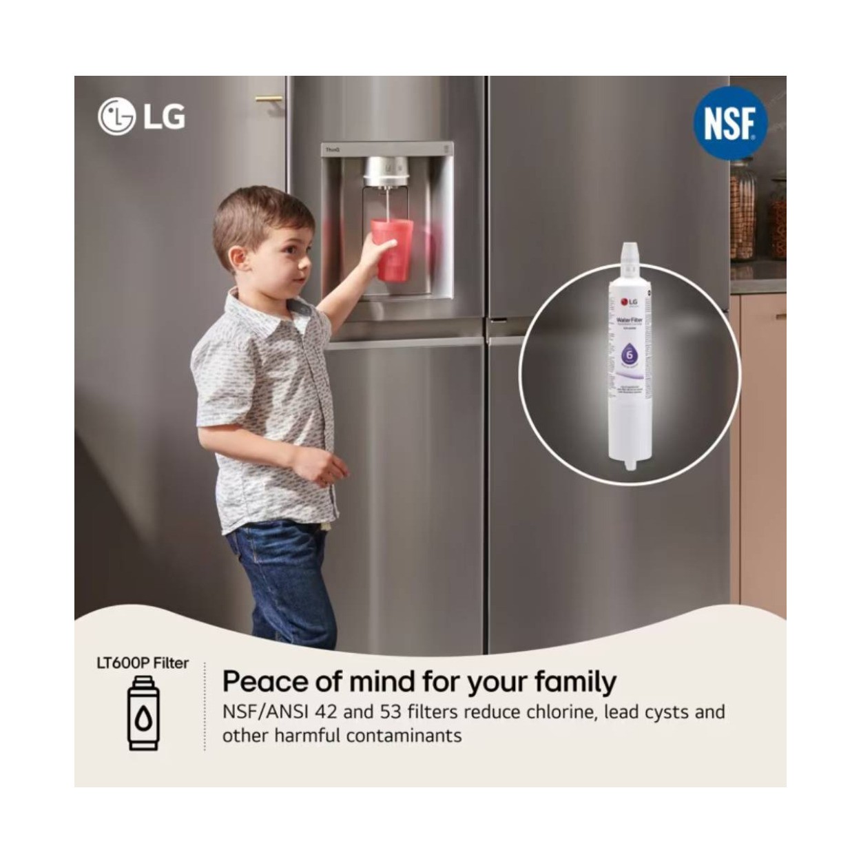 LG Genuine LT600P 6 Month/300 Gal Replacement Refrigerator Water Filter (White)