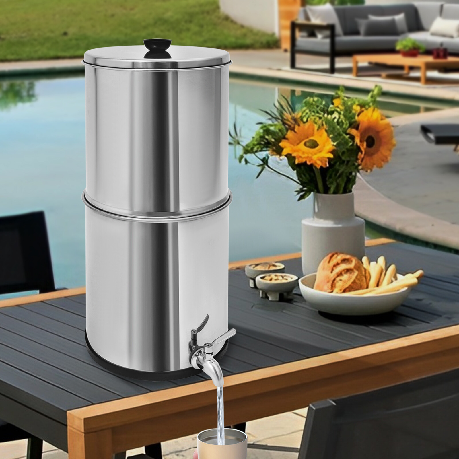 8.5L/2.25Gal Gravity-Fed Water Filter, Countertop Water Purification System