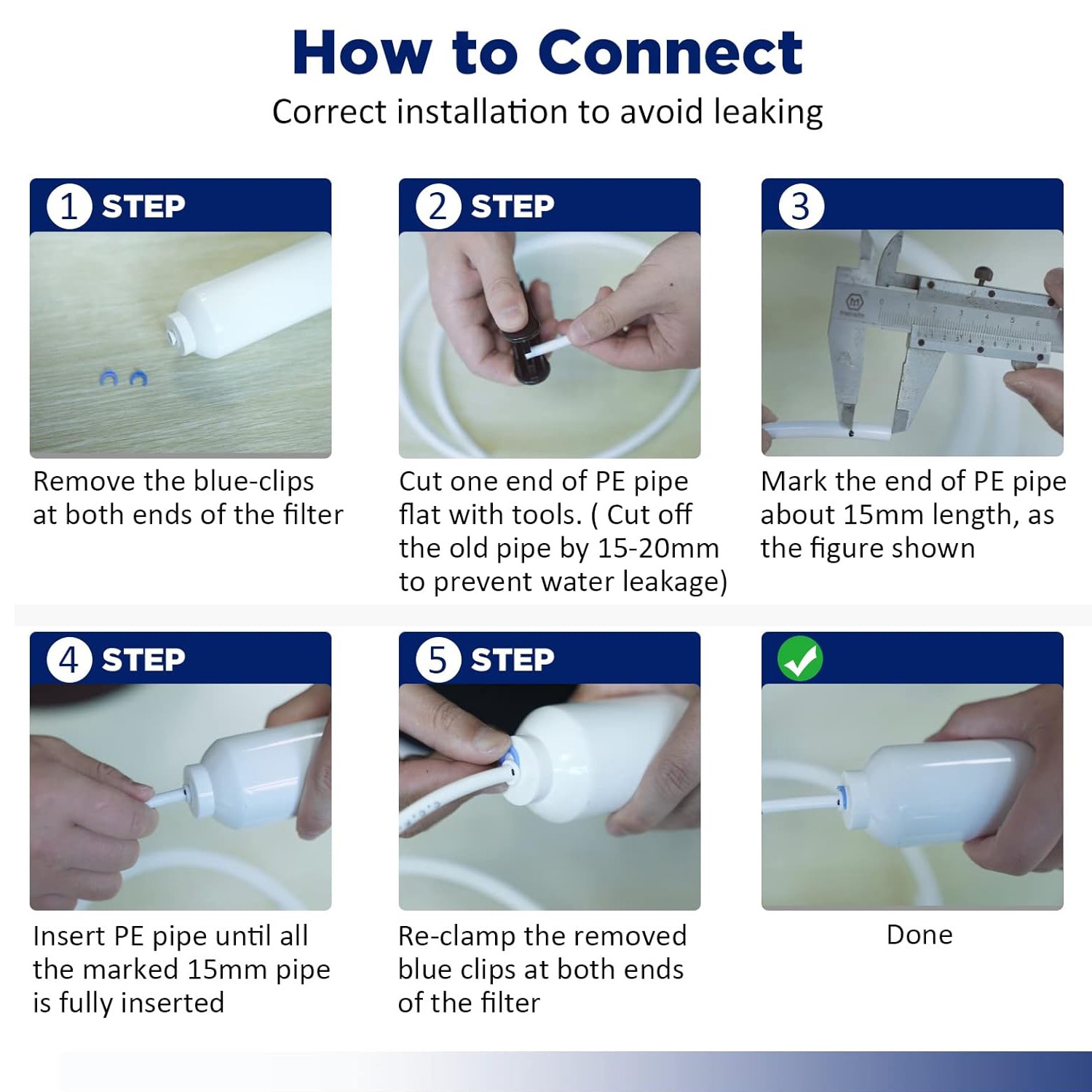 1-100PCS Post Carbon Inline Water Filter 1/4″ Quick Connect for Fridge RO System