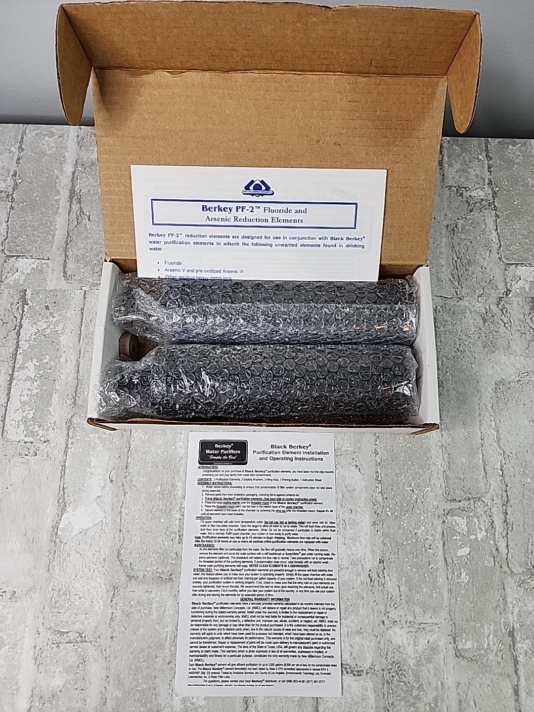 Berkey PF-2 Filters Flouride & Arsenic Reduction Elements 2-Pack Open Box New