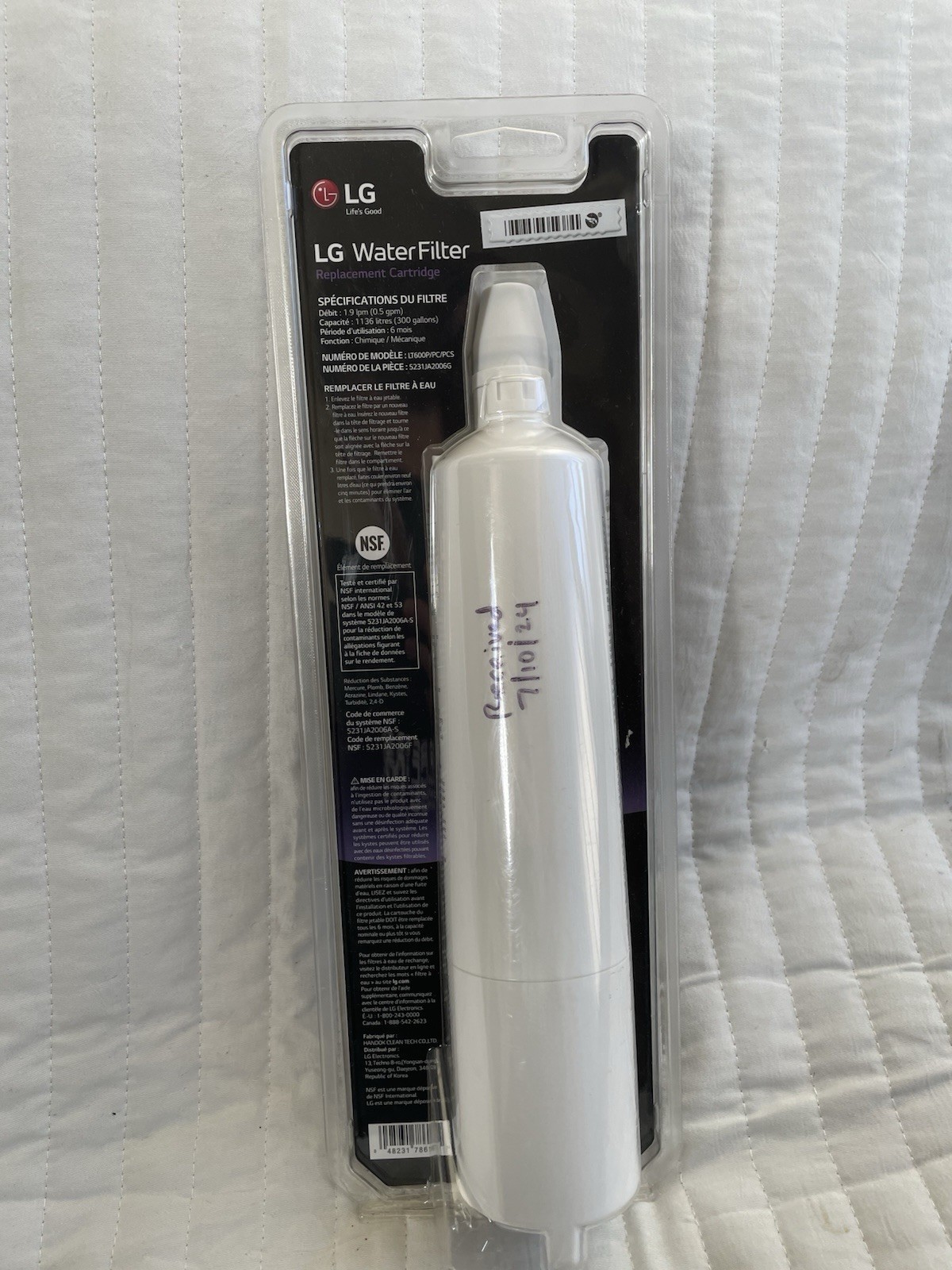 LG Refrigerator Water Filter – White LT600P