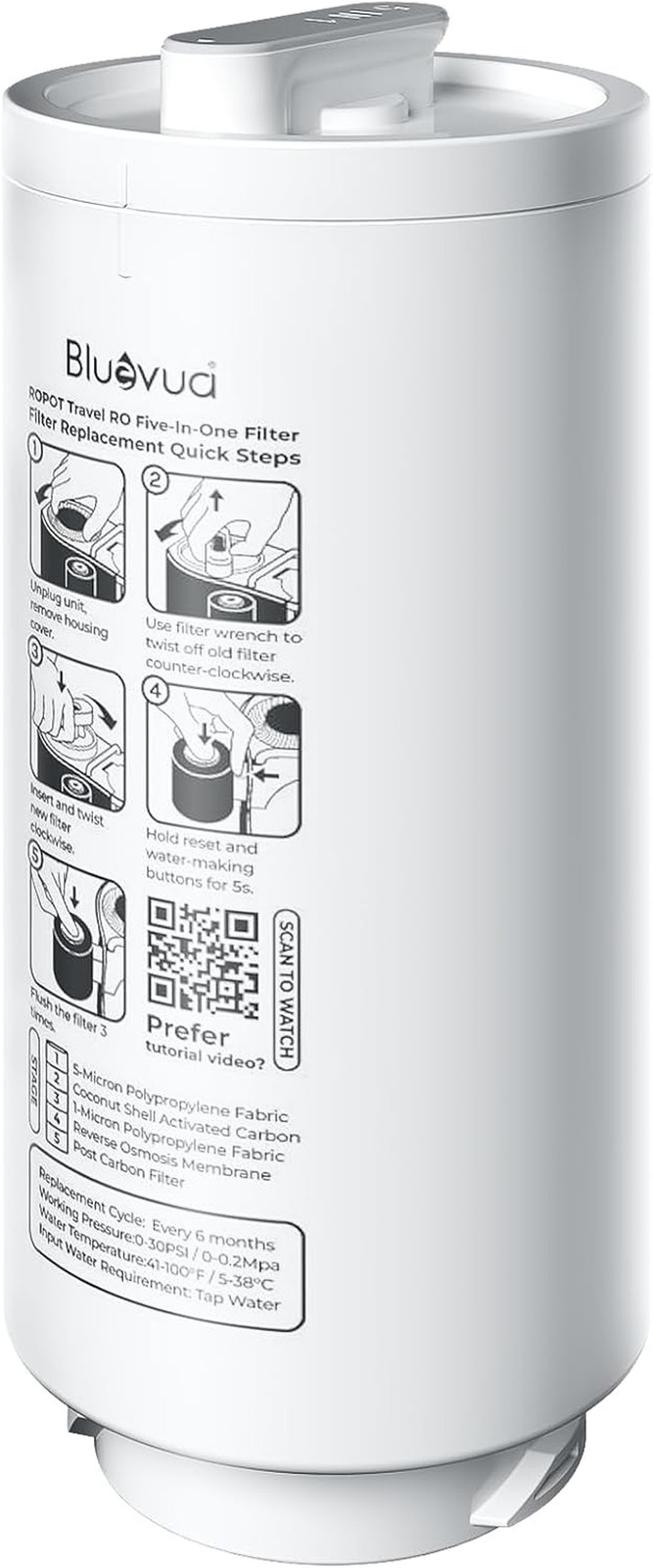 5-IN-1 RO Filter for RO100ROPOT Travel Countertop Reverse Osmosis System