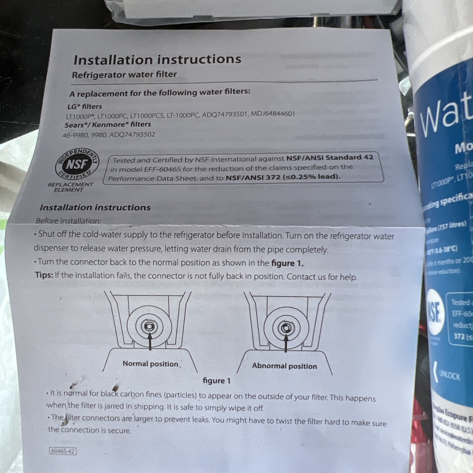 NEW 2 pack Waterdrop Replacement Filter For LG (Model: WD-F46) see photos